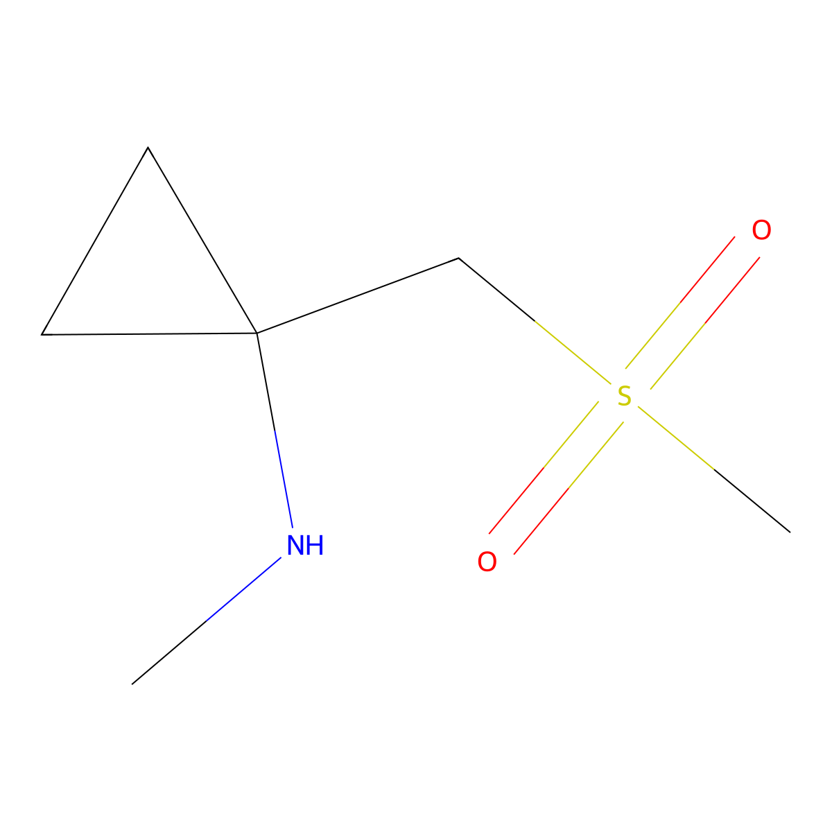 1-(methanesulfonylmethyl)-N-methylcyclopropan-1-amine molecular structure, CAS 2228864-39-7