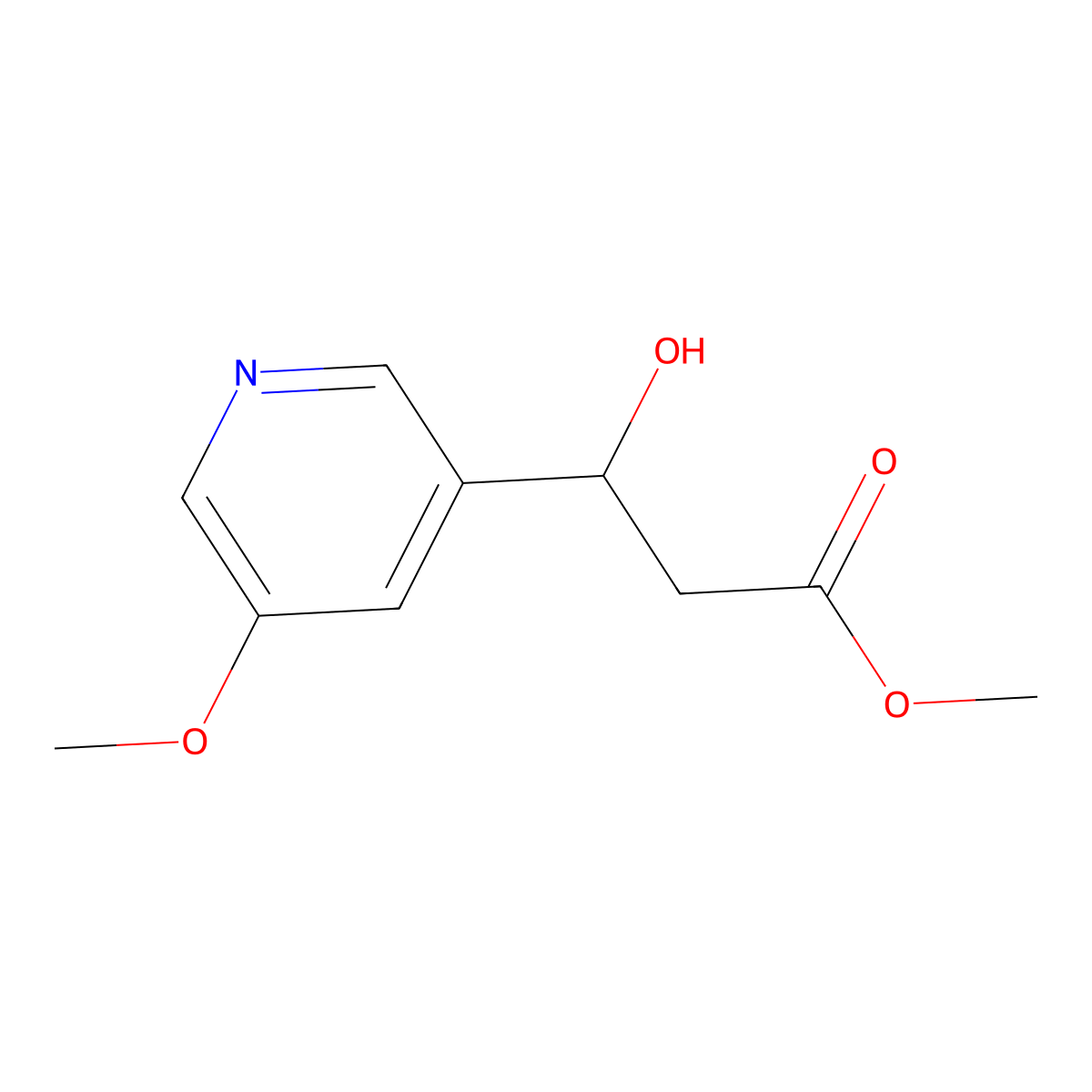Methyl 3-hydroxy-3-(5-methoxypyridin-3-yl)propanoate molecular structure, CAS 2228864-54-6