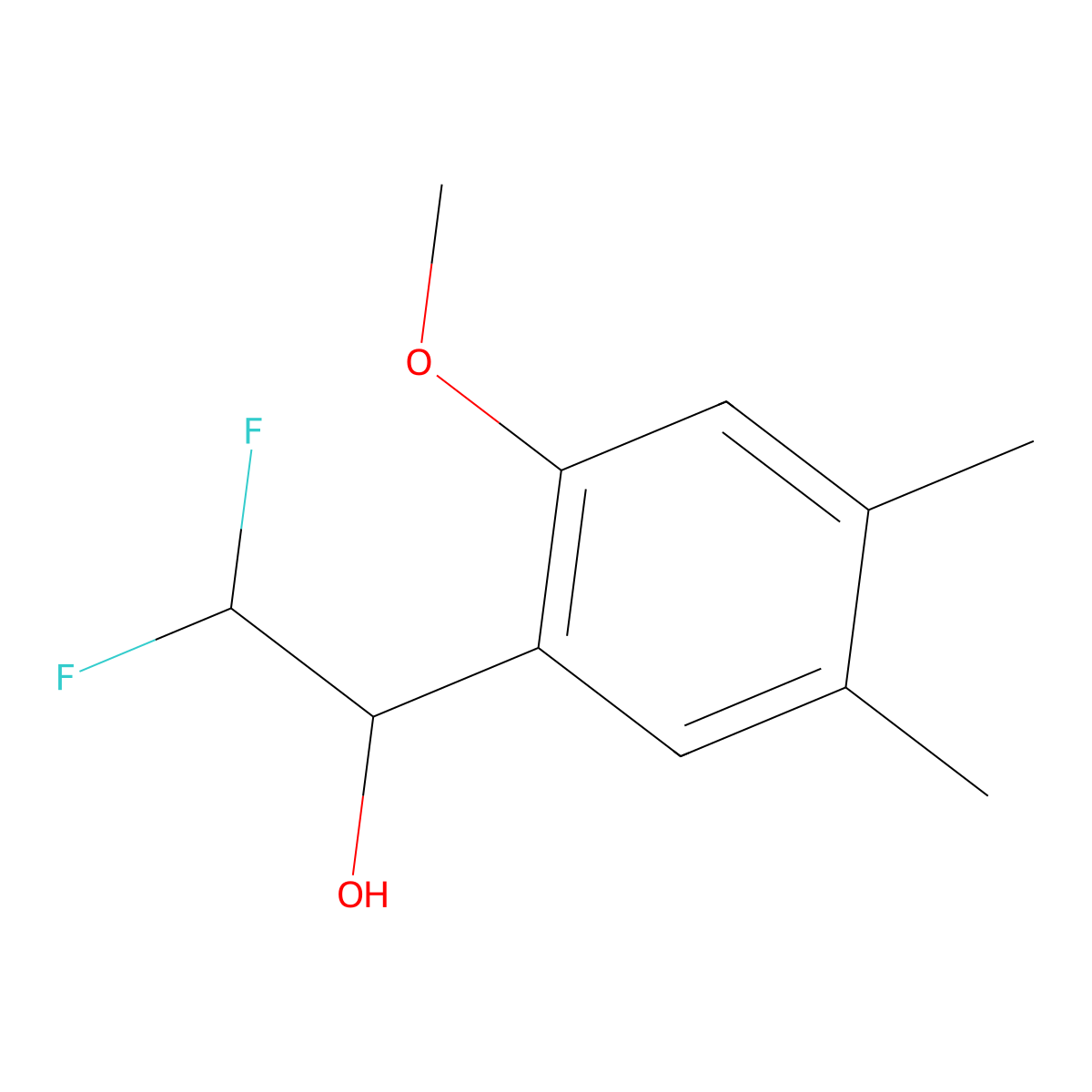 2,2-Difluoro-1-(2-methoxy-4,5-dimethylphenyl)ethan-1-ol molecular structure, CAS 2228865-10-7
