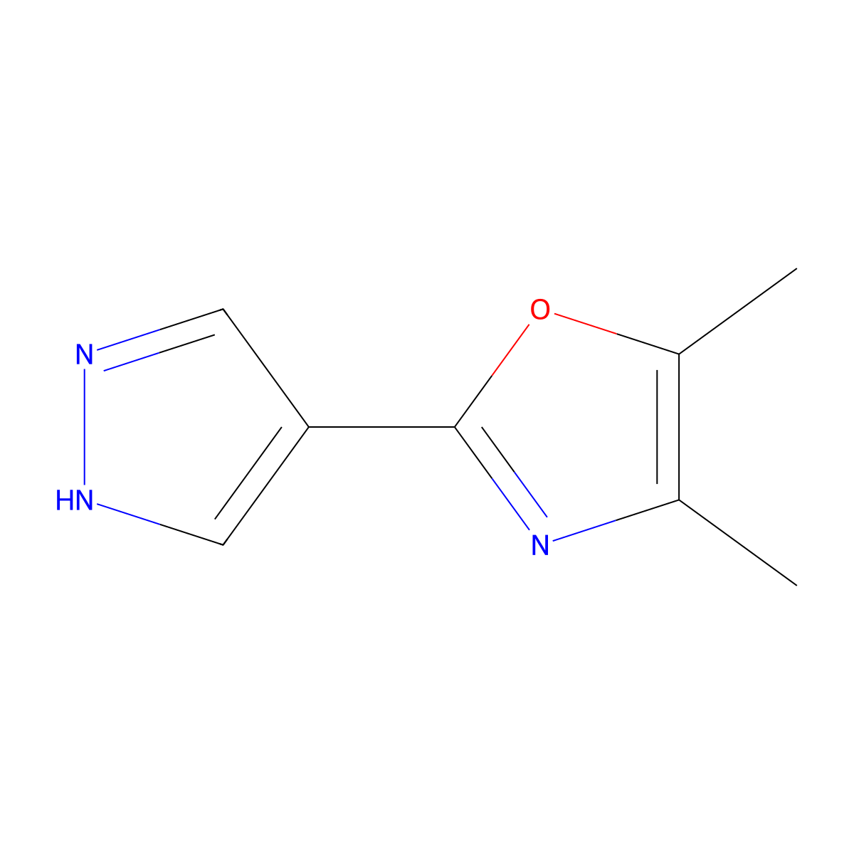 4,5-dimethyl-2-(1H-pyrazol-4-yl)-1,3-oxazole molecular structure, CAS 2228869-40-5