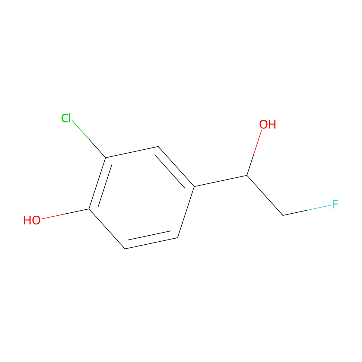 2-Chloro-4-(2-fluoro-1-hydroxyethyl)phenol molecular structure, CAS 2228871-08-5