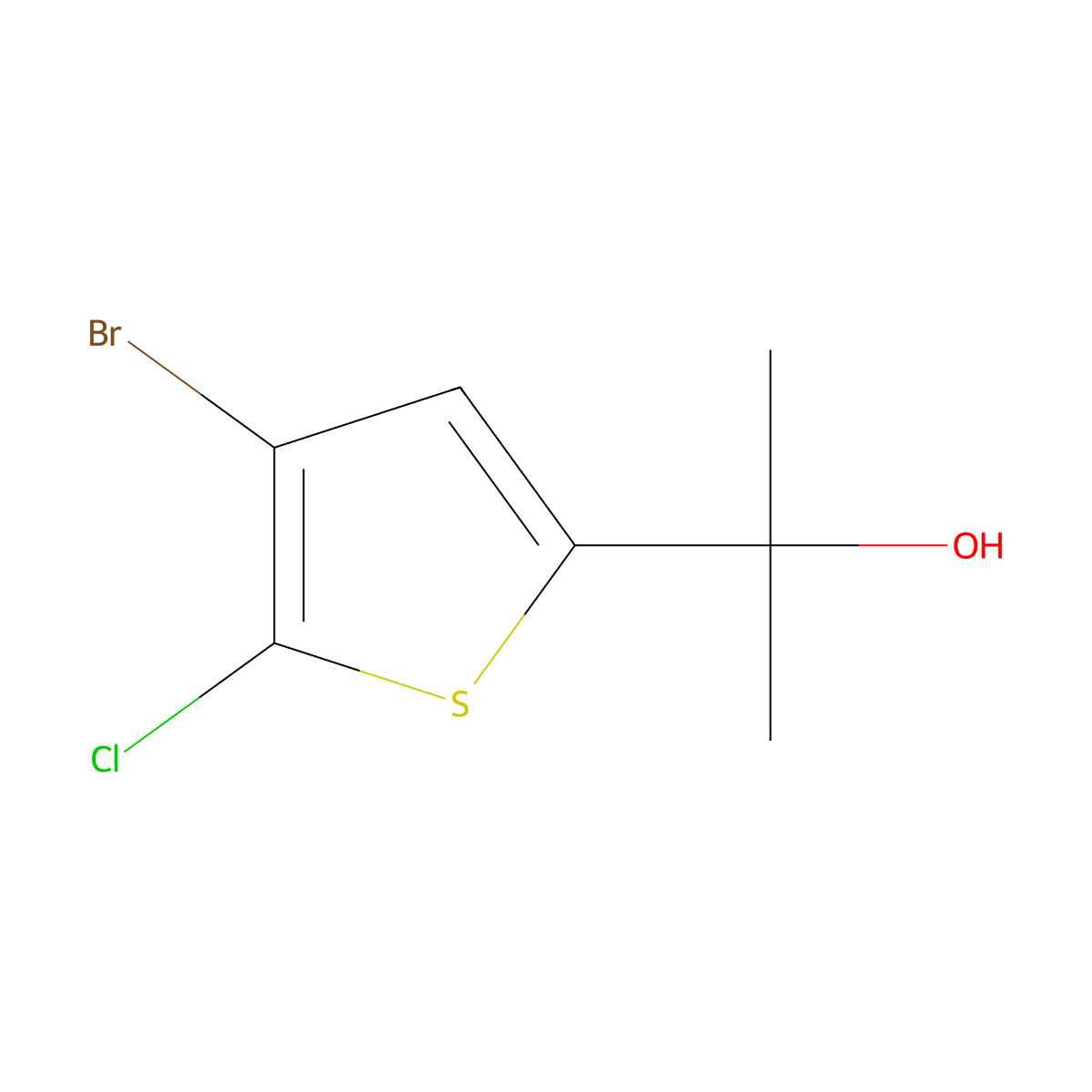 2-(4-Bromo-5-chlorothiophen-2-yl)propan-2-ol molecular structure, CAS 2228871-78-9
