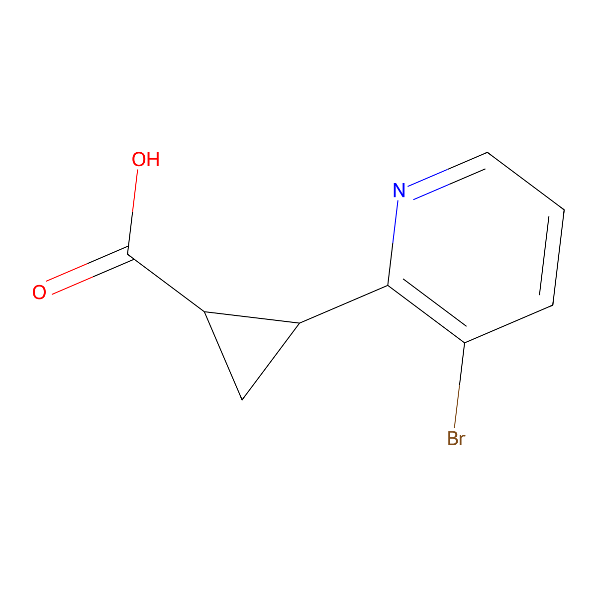 2-(3-Bromopyridin-2-yl)cyclopropane-1-carboxylic acid molecular structure, CAS 2228873-01-4
