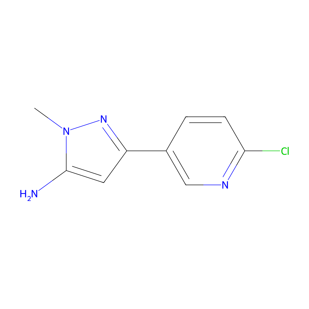 3-(6-chloropyridin-3-yl)-1-methyl-1H-pyrazol-5-amine molecular structure, CAS 2228873-36-5
