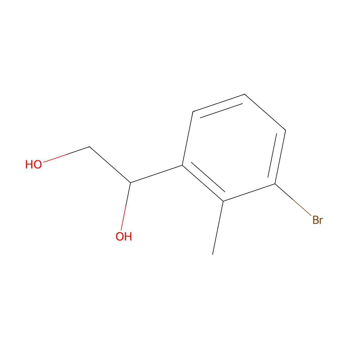 1-(3-Bromo-2-methylphenyl)ethane-1,2-diol molecular structure, CAS 2228875-48-5