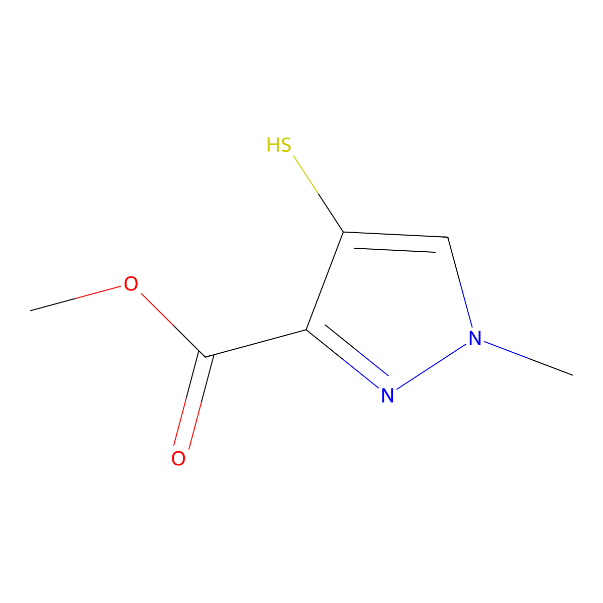 methyl 1-methyl-4-sulfanyl-1H-pyrazole-3-carboxylate molecular structure, CAS 2228877-65-2