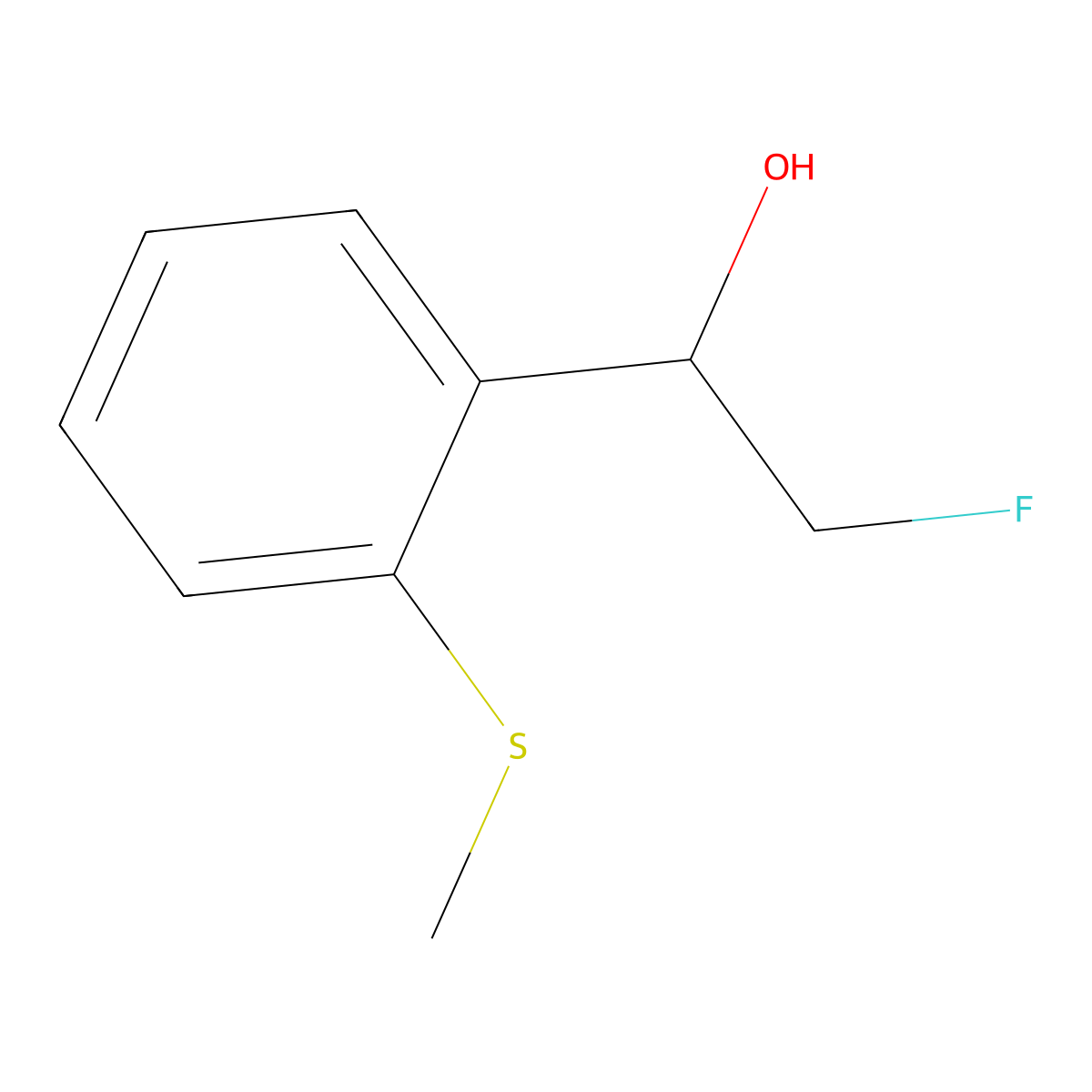 2-Fluoro-1-[2-(methylsulfanyl)phenyl]ethan-1-ol molecular structure, CAS 2228877-74-3