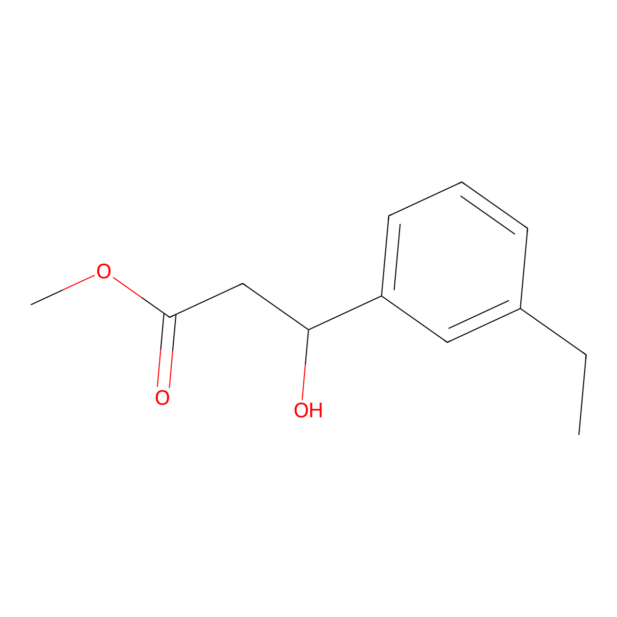 Methyl 3-(3-ethylphenyl)-3-hydroxypropanoate molecular structure, CAS 2228878-18-8