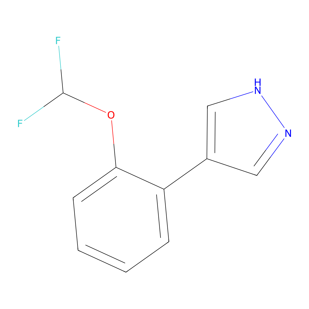 4-[2-(difluoromethoxy)phenyl]-1H-pyrazole molecular structure, CAS 2228879-18-1
