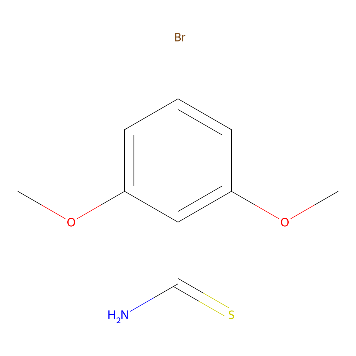 4-Bromo-2,6-dimethoxybenzene-1-carbothioamide molecular structure, CAS 2228879-86-3