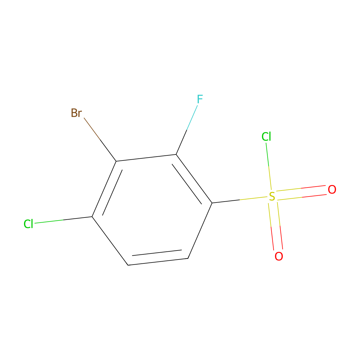 3-Bromo-4-chloro-2-fluorobenzene-1-sulfonyl chloride molecular structure, CAS 2228883-47-2