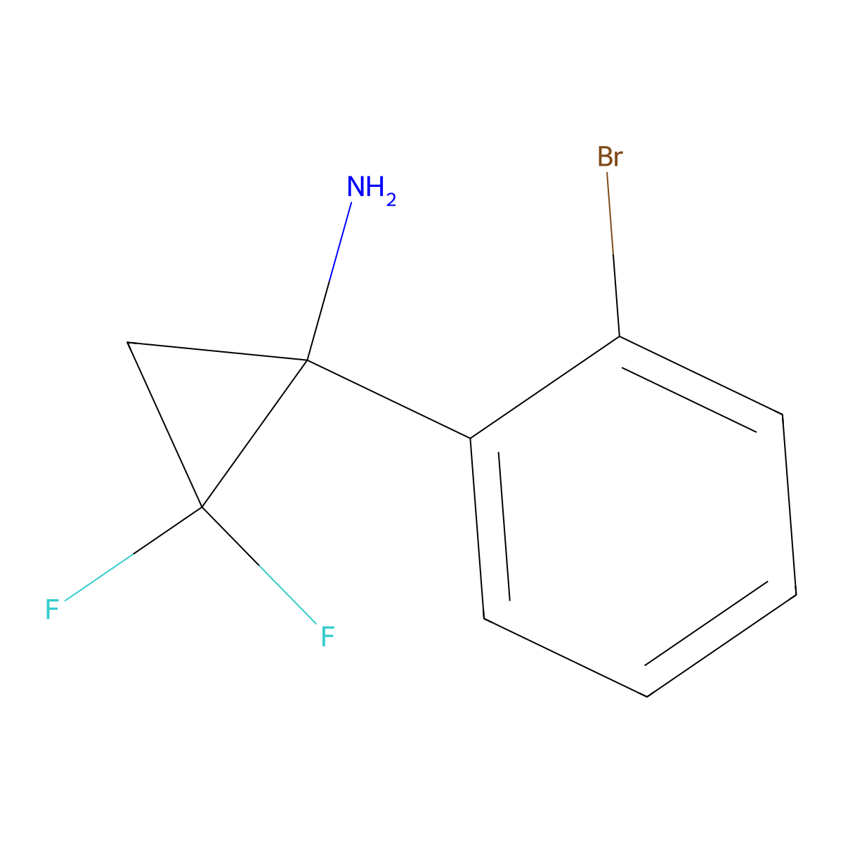 1-(2-Bromophenyl)-2,2-difluorocyclopropan-1-amine molecular structure, CAS 2228889-83-4