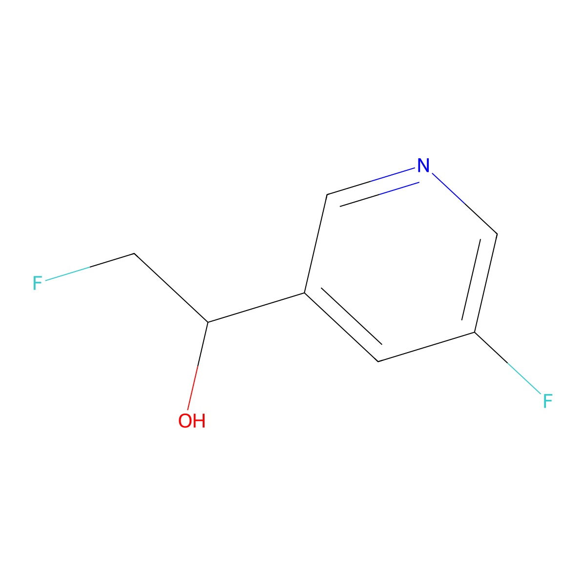 2-Fluoro-1-(5-fluoropyridin-3-yl)ethan-1-ol molecular structure, CAS 2228890-21-7