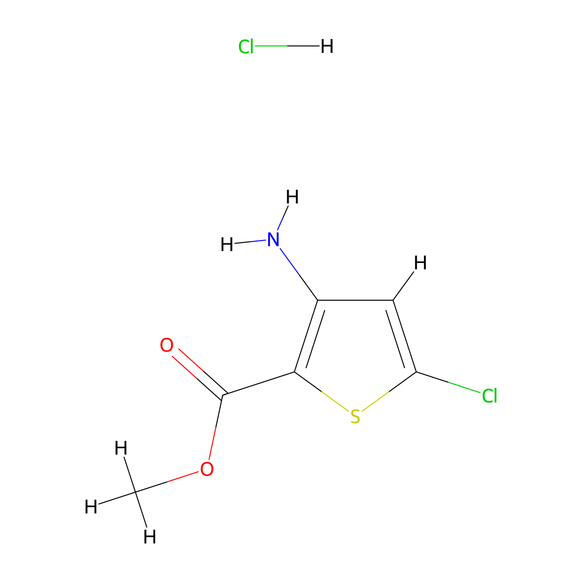 Methyl 3-amino-5-chlorothiophene-2-carboxylate hydrochloride molecular structure, CAS 2228891-40-3