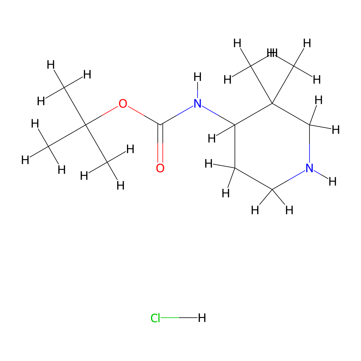 tert-butyl N-(3,3-dimethylpiperidin-4-yl)carbamate hydrochloride molecular structure, CAS 2228894-57-1