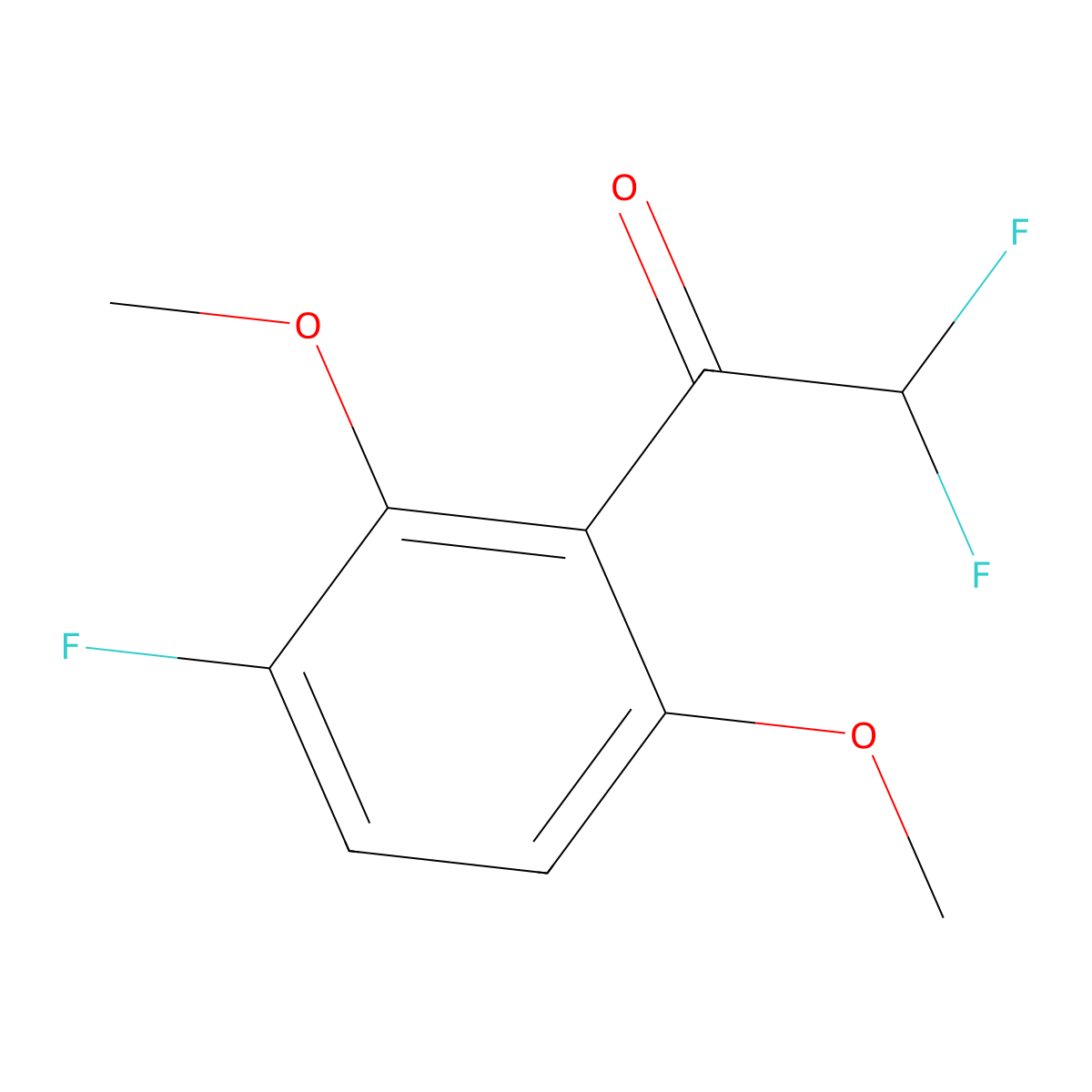 2,2-Difluoro-1-(3-fluoro-2,6-dimethoxyphenyl)ethan-1-one molecular structure, CAS 2228896-80-6