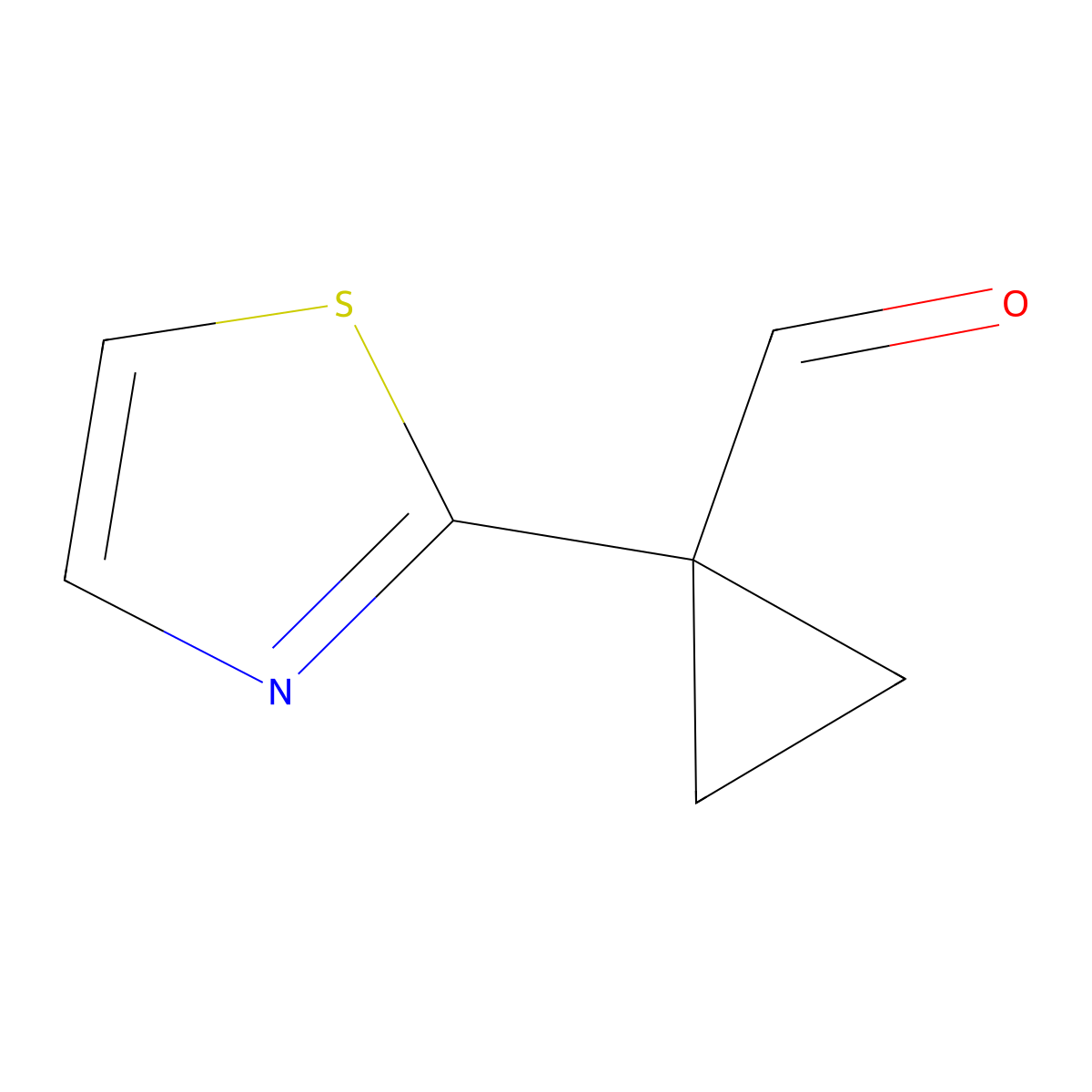 1-(1,3-Thiazol-2-yl)cyclopropane-1-carbaldehyde molecular structure, CAS 2228896-96-4