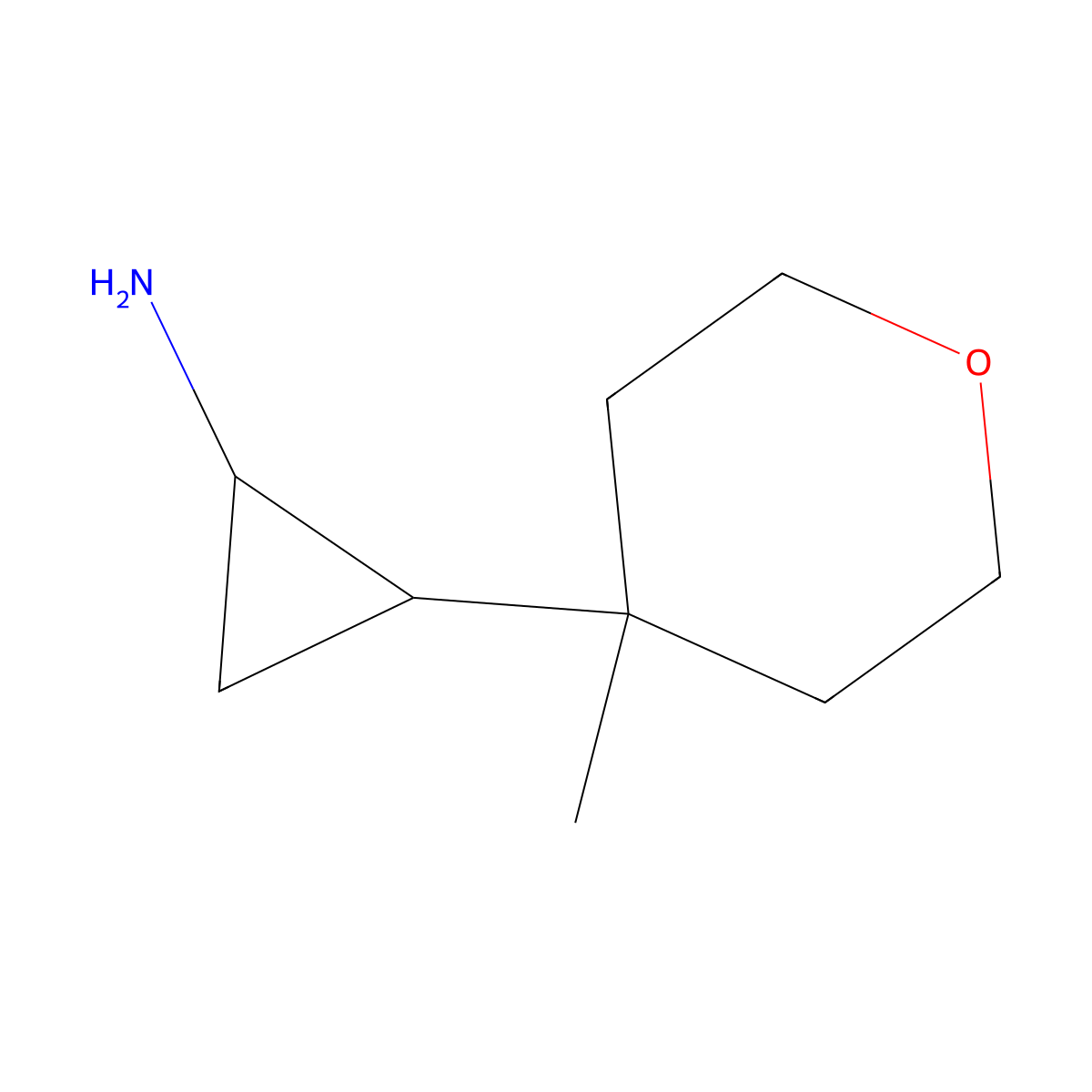 2-(4-Methyloxan-4-yl)cyclopropan-1-amine molecular structure, CAS 2228899-61-2