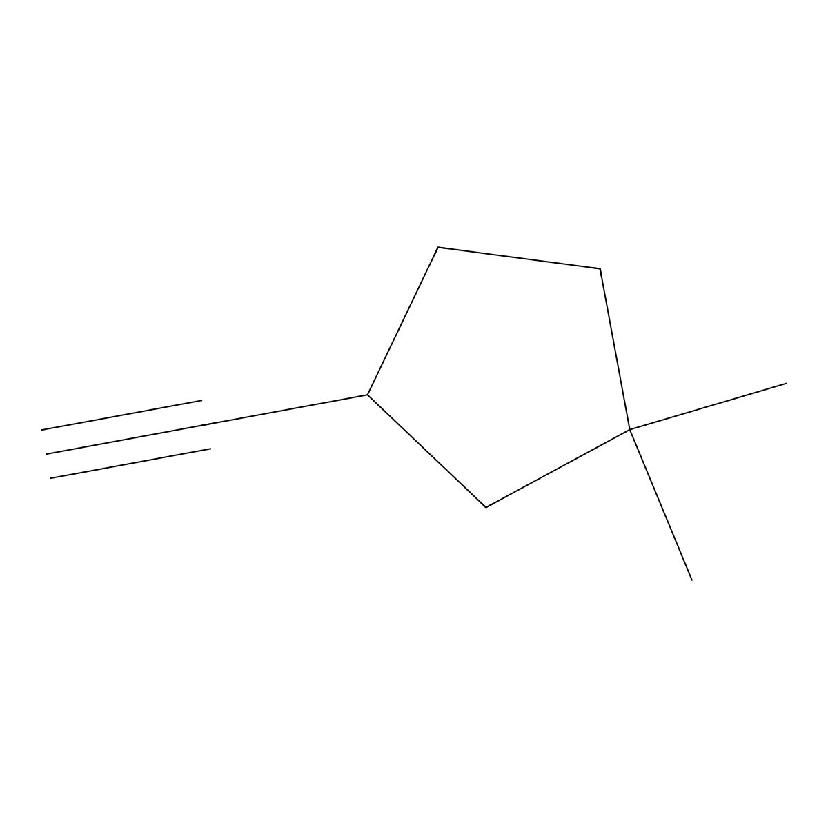 3-Ethynyl-1,1-dimethylcyclopentane molecular structure, CAS 2228902-44-9