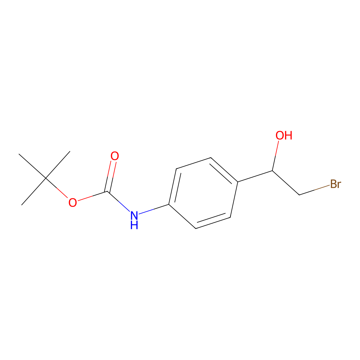 1,1-Dimethylethyl N-[4-(2-bromo-1-hydroxyethyl)phenyl]carbamate molecular structure, CAS 2228908-32-3