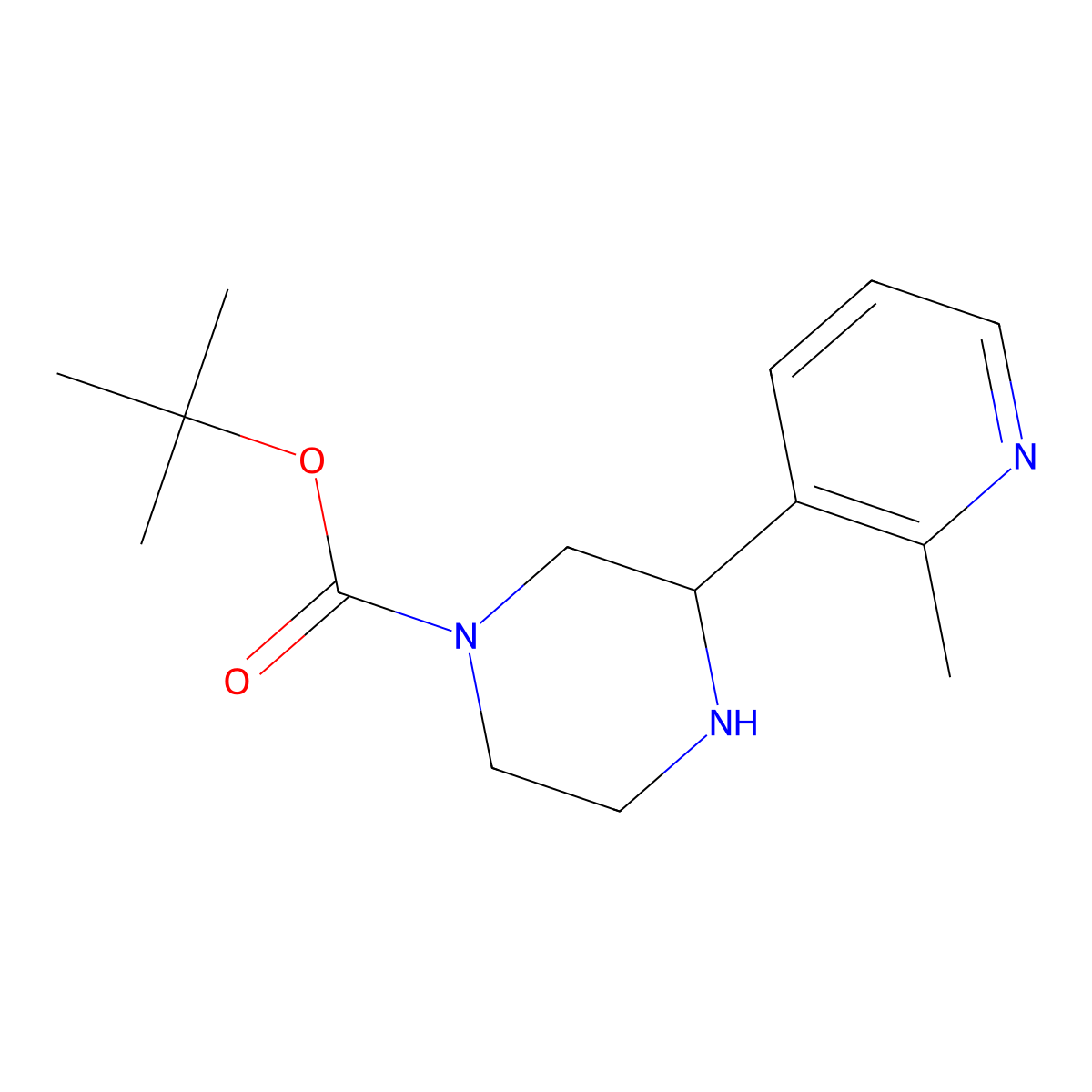 Tert-butyl 3-(2-methylpyridin-3-yl)piperazine-1-carboxylate molecular structure, CAS 2228909-14-4