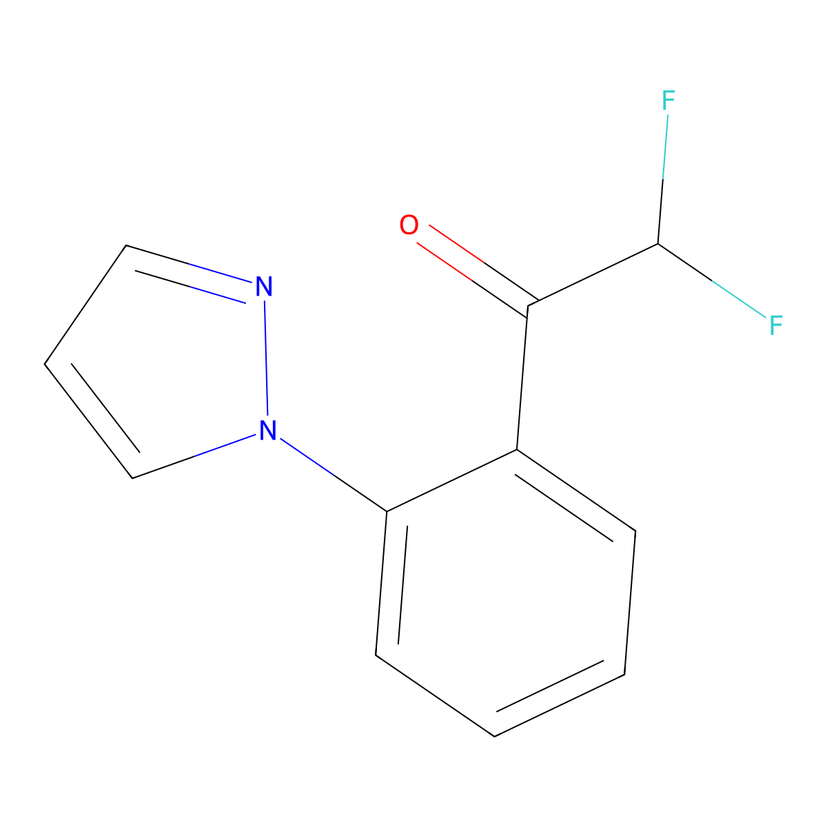 2,2-difluoro-1-[2-(1H-pyrazol-1-yl)phenyl]ethan-1-one molecular structure, CAS 2228909-79-1