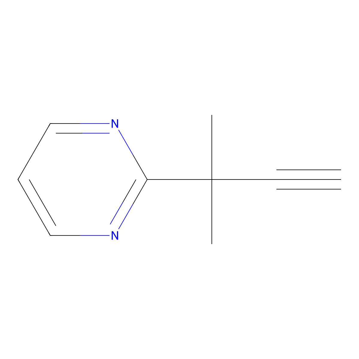 2-(2-Methylbut-3-yn-2-yl)pyrimidine molecular structure, CAS 2228909-83-7