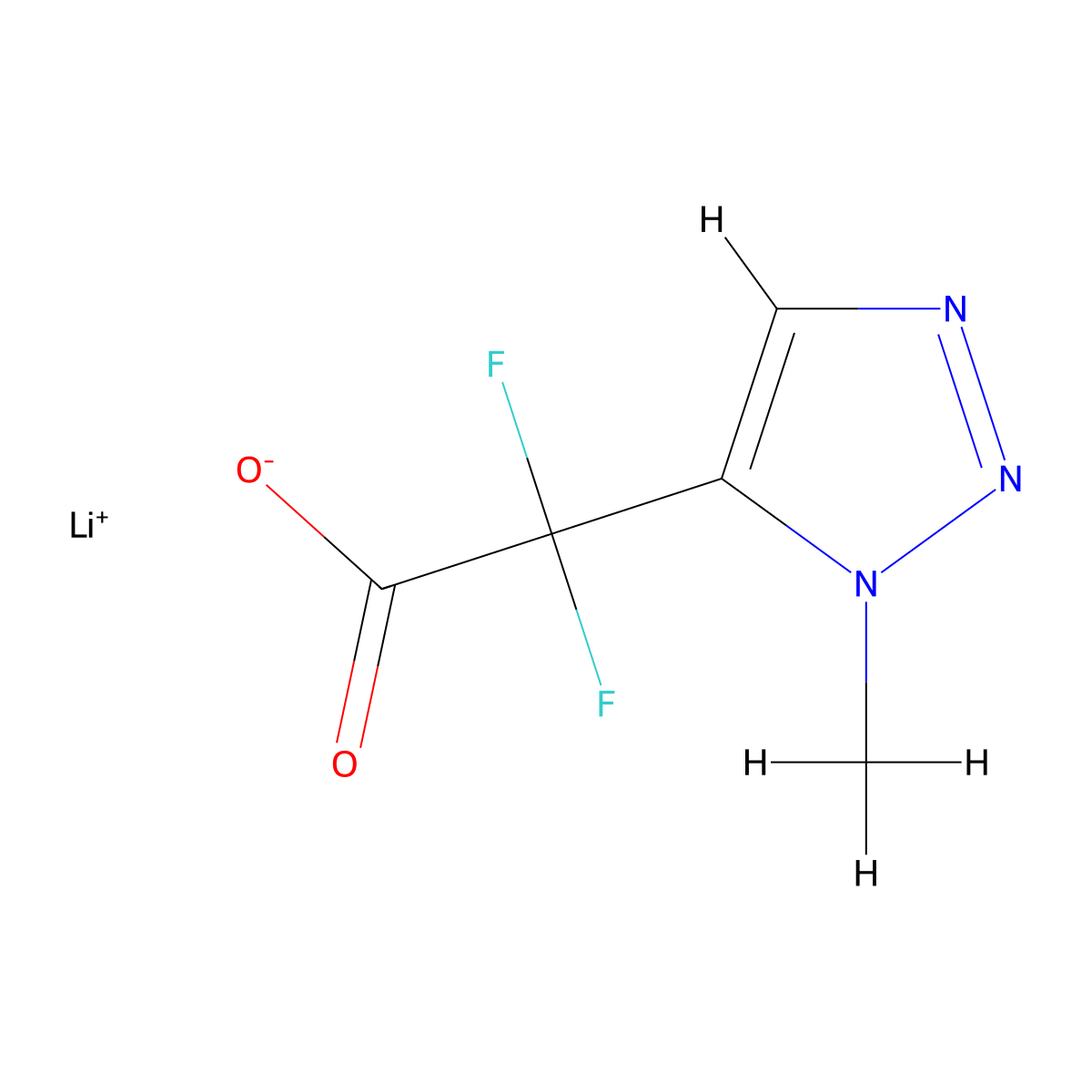lithium 2,2-difluoro-2-(1-methyl-1H-1,2,3-triazol-5-yl)acetate molecular structure, CAS 2228910-88-9