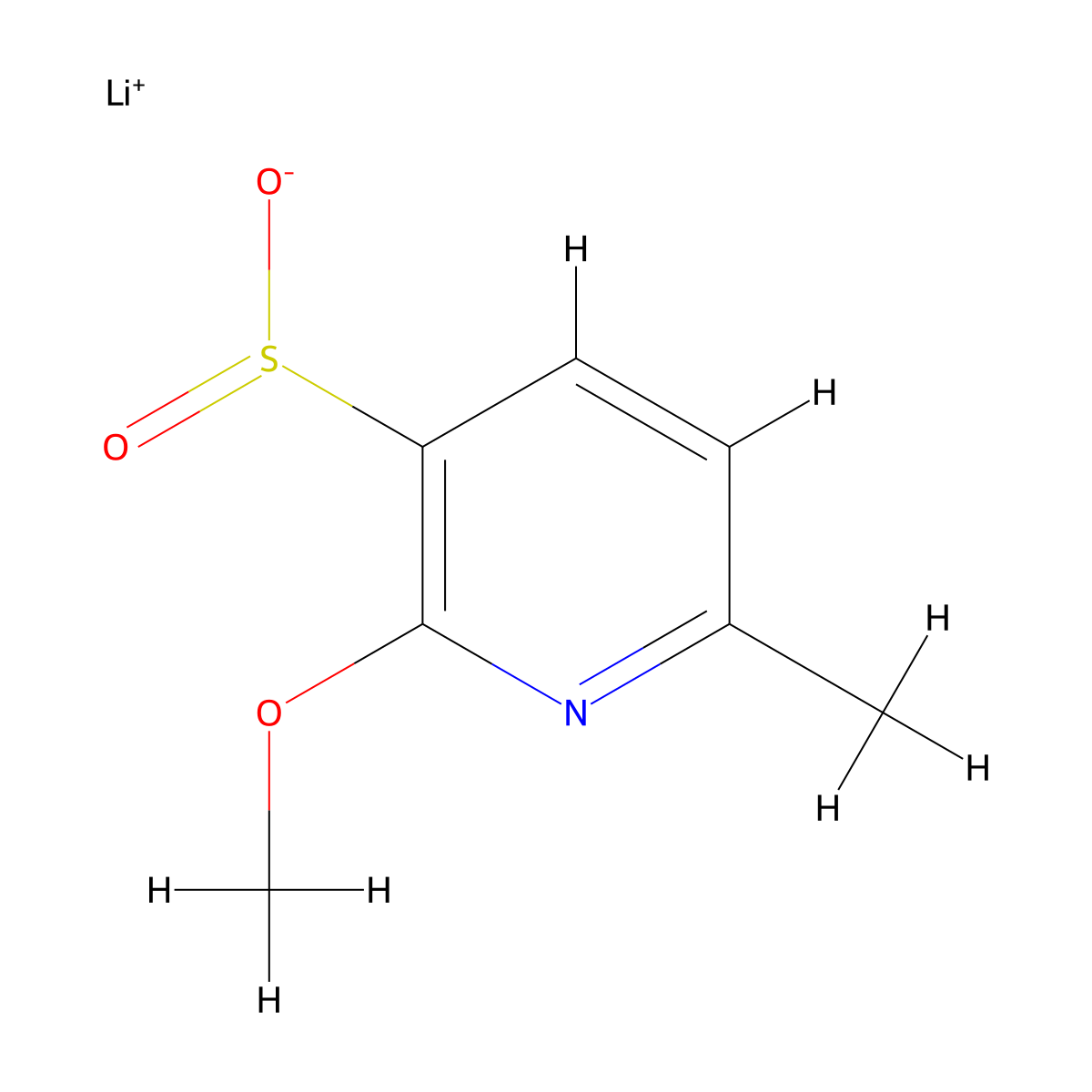 Lithium(1+) ion 2-methoxy-6-methylpyridine-3-sulfinate molecular structure, CAS 2228912-87-4