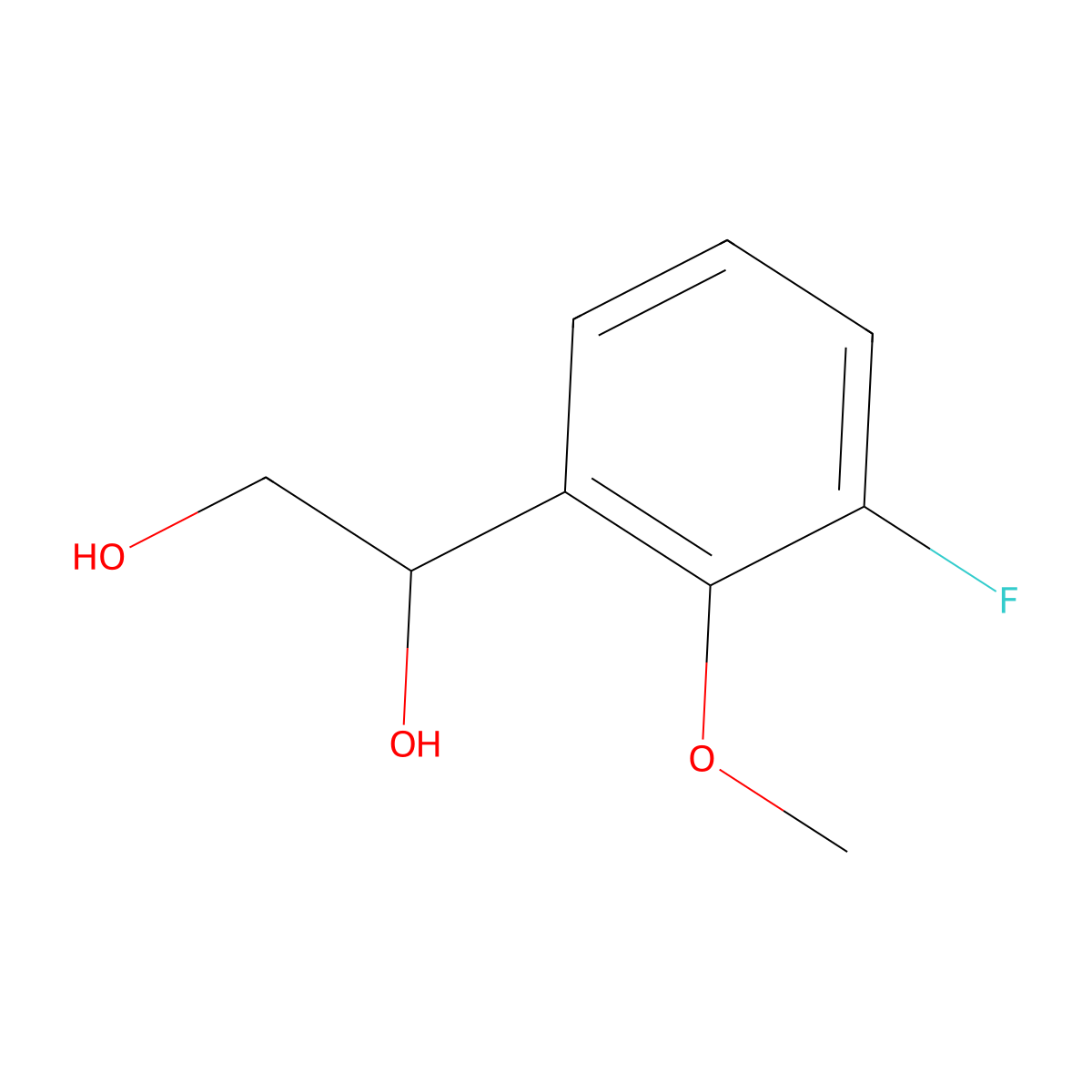 1-(3-Fluoro-2-methoxyphenyl)ethane-1,2-diol molecular structure, CAS 2228914-56-3