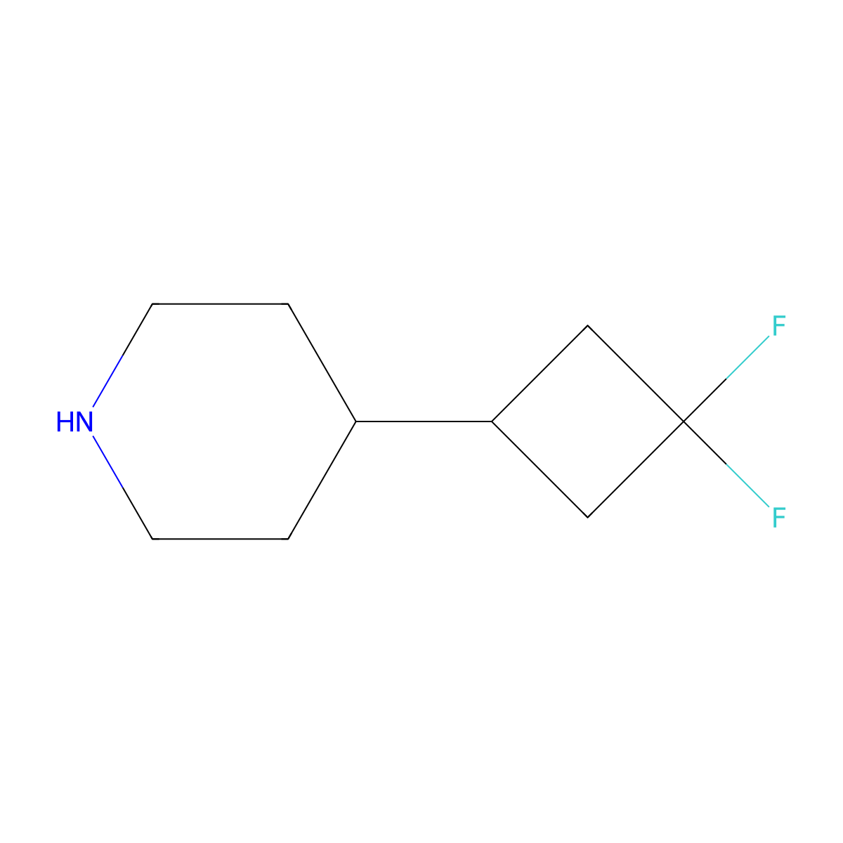 4-(3,3-Difluorocyclobutyl)piperidine molecular structure, CAS 2228915-38-4