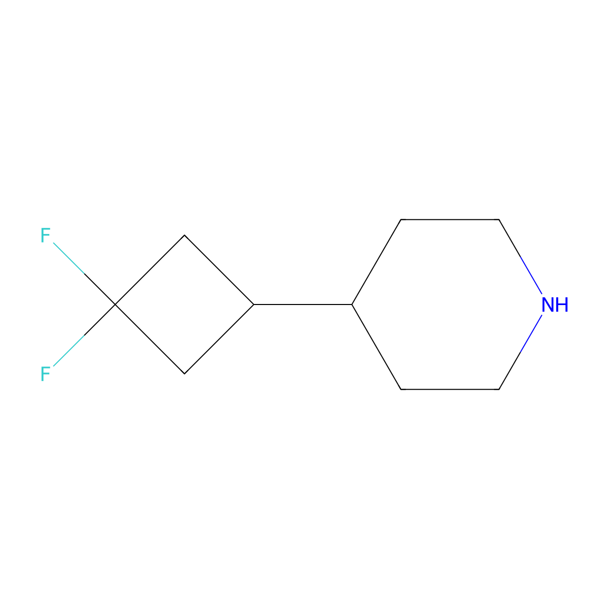 4-(3,3-Difluorocyclobutyl)piperidine molecular structure, CAS 2228915-38-4