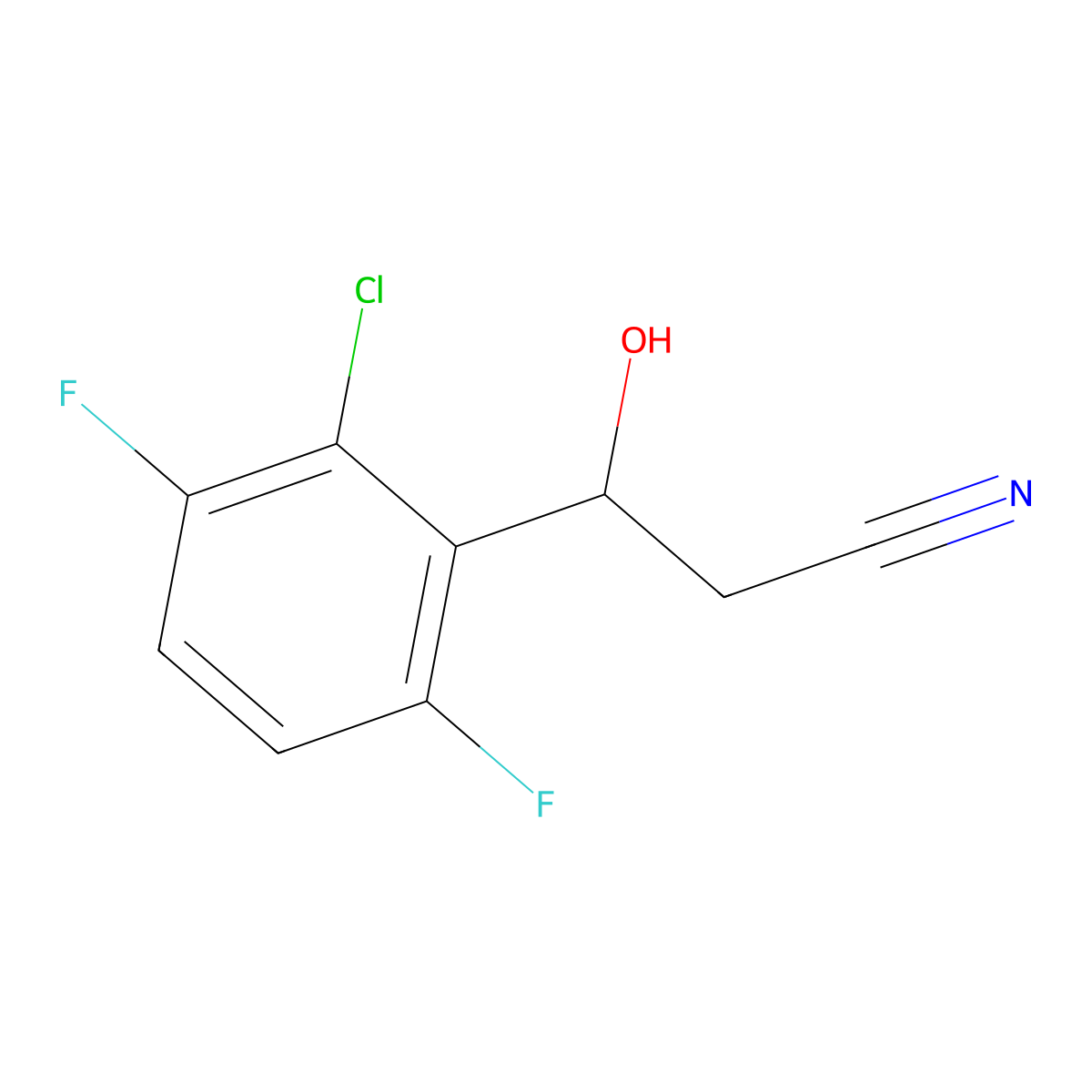 3-(2-Chloro-3,6-difluorophenyl)-3-hydroxypropanenitrile molecular structure, CAS 2228917-70-0