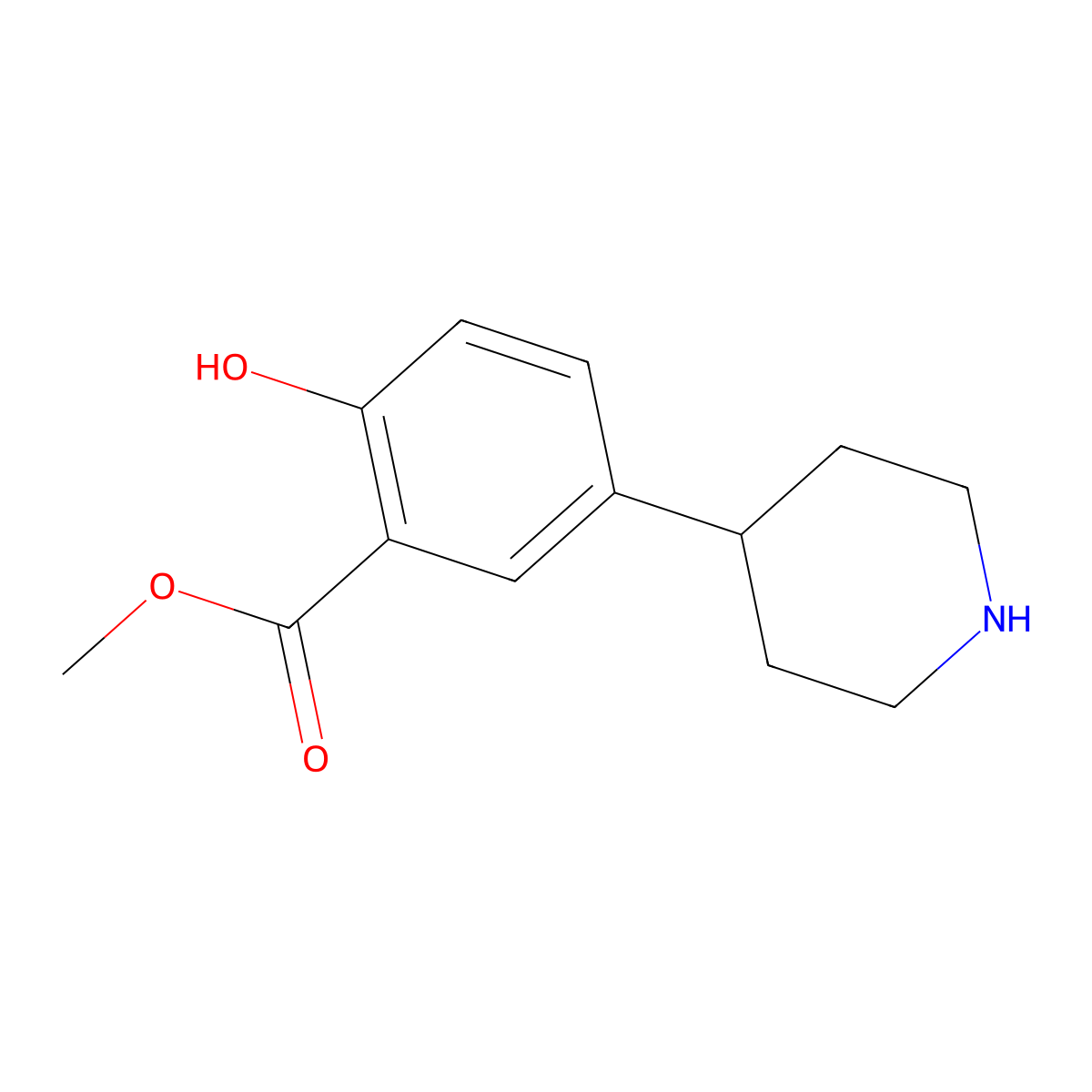 Methyl 2-hydroxy-5-(piperidin-4-yl)benzoate molecular structure, CAS 2228920-08-7