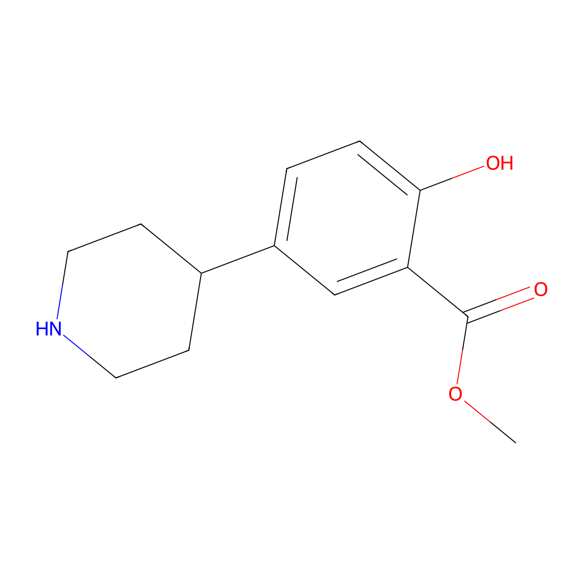 Methyl 2-hydroxy-5-(piperidin-4-yl)benzoate molecular structure, CAS 2228920-08-7