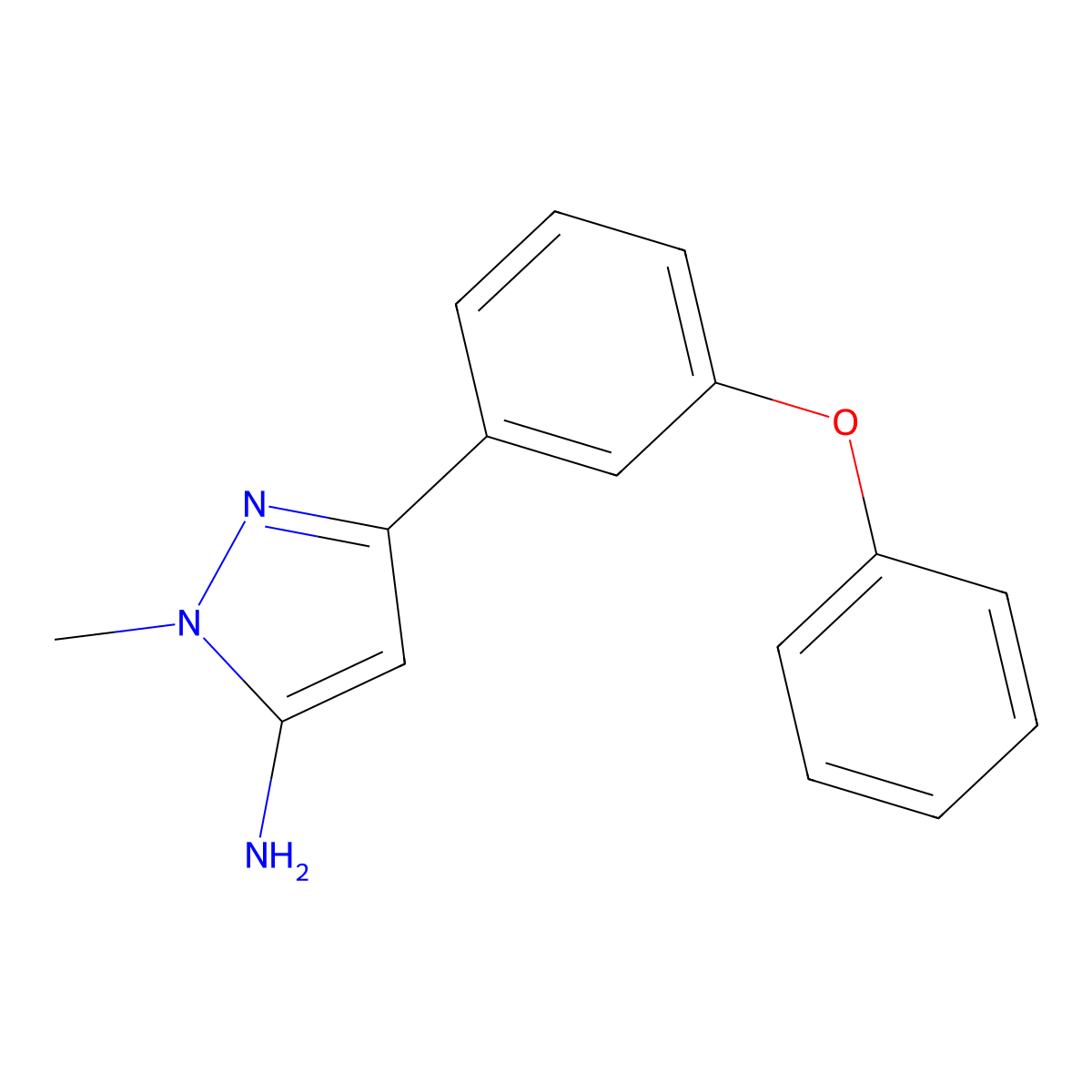 1-methyl-3-(3-phenoxyphenyl)-1H-pyrazol-5-amine molecular structure, CAS 2228921-47-7