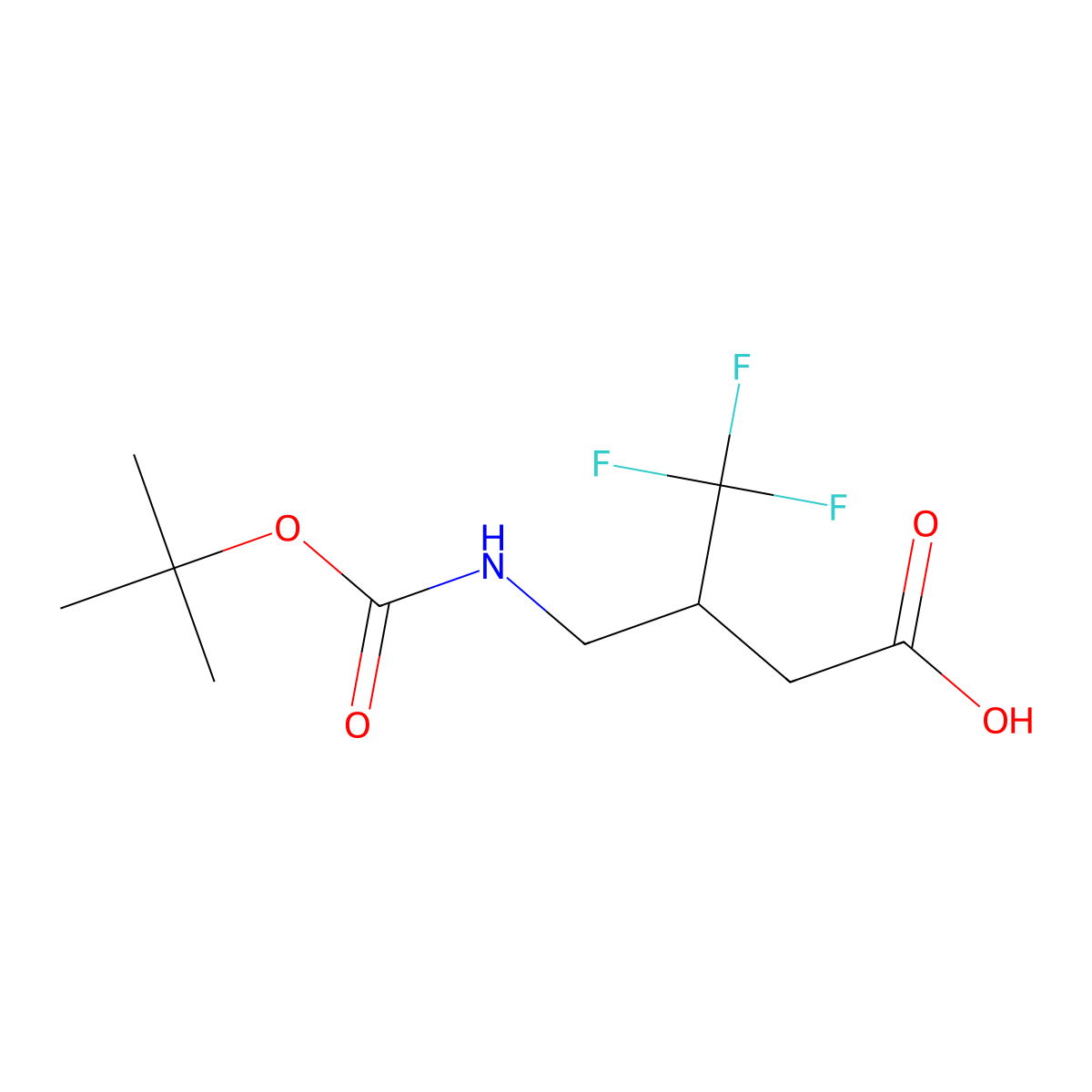 C(C)(C)(C)OC(=O)Ncc(CC(=O)O)C(F)(F)F molecular structure, CAS 2228922-25-4