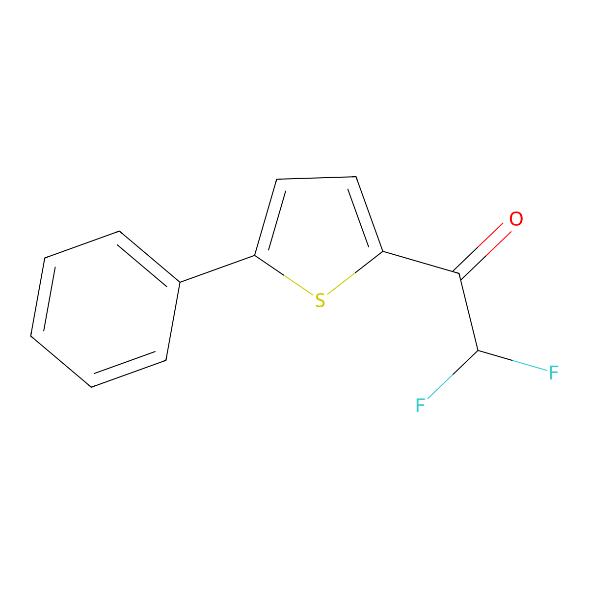2,2-Difluoro-1-(5-phenylthiophen-2-yl)ethan-1-one molecular structure, CAS 2228925-49-1