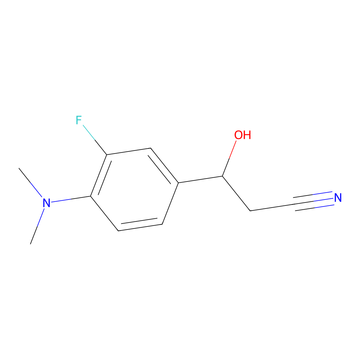 3-[4-(Dimethylamino)-3-fluorophenyl]-3-hydroxypropanenitrile molecular structure, CAS 2228925-61-7