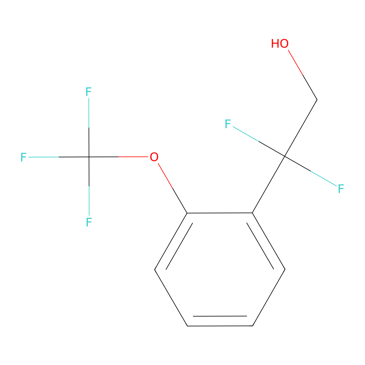 2,2-Difluoro-2-[2-(trifluoromethoxy)phenyl]ethan-1-ol molecular structure, CAS 2228925-81-1