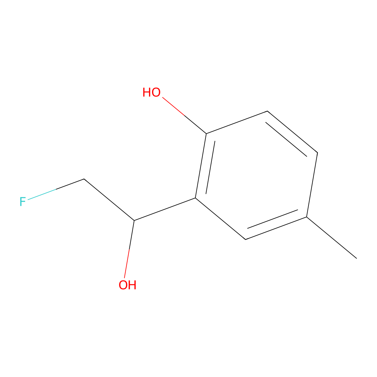 2-(2-Fluoro-1-hydroxyethyl)-4-methylphenol molecular structure, CAS 2228926-23-4