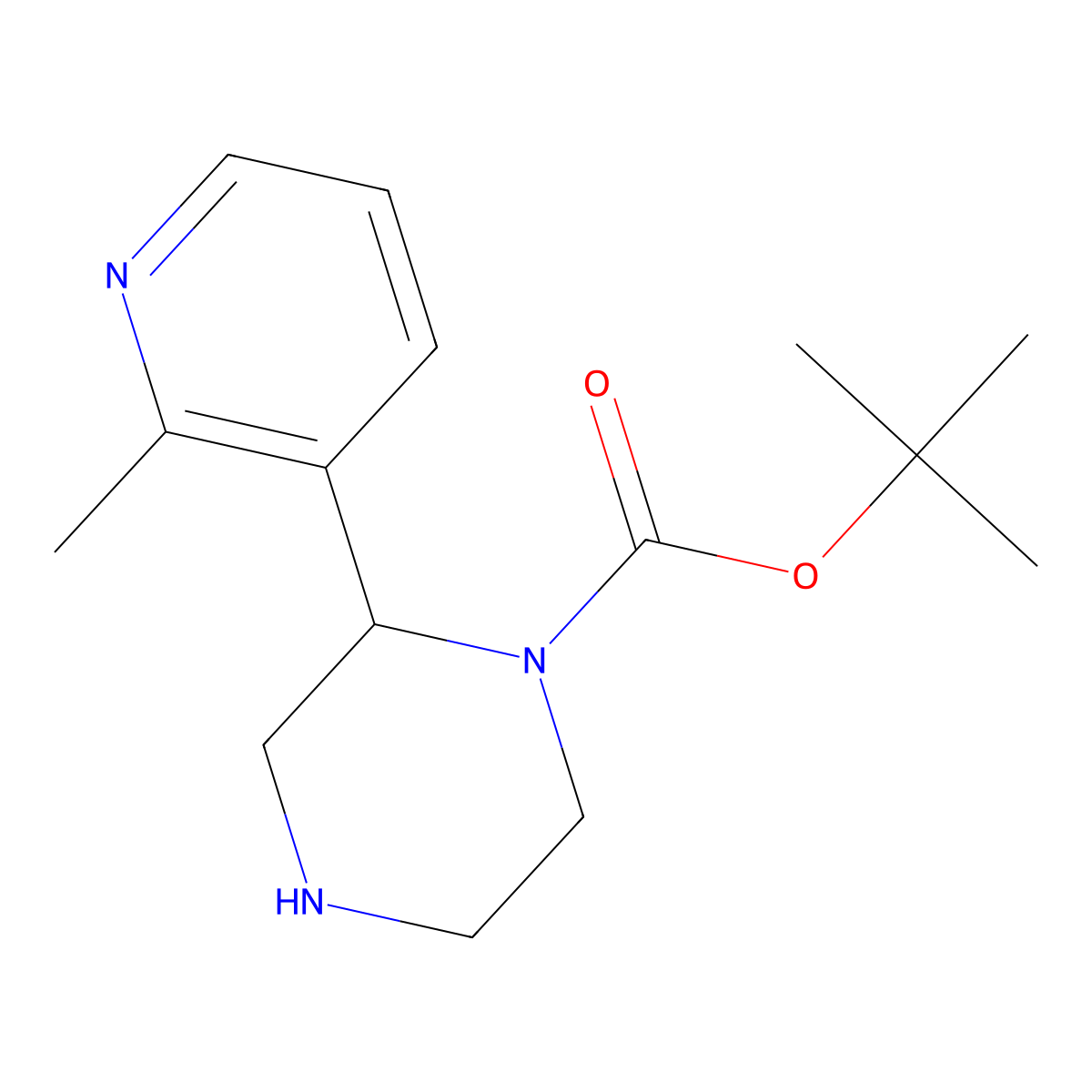 Tert-butyl 2-(2-methylpyridin-3-yl)piperazine-1-carboxylate molecular structure, CAS 2228927-76-0