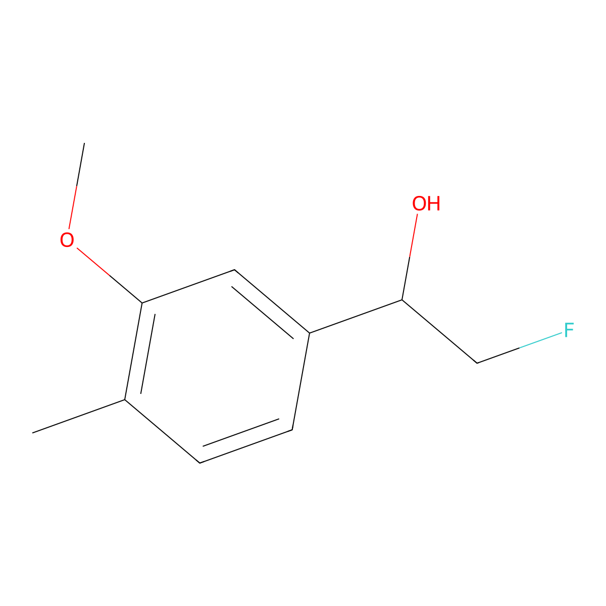 2-Fluoro-1-(3-methoxy-4-methylphenyl)ethan-1-ol molecular structure, CAS 2228929-25-5