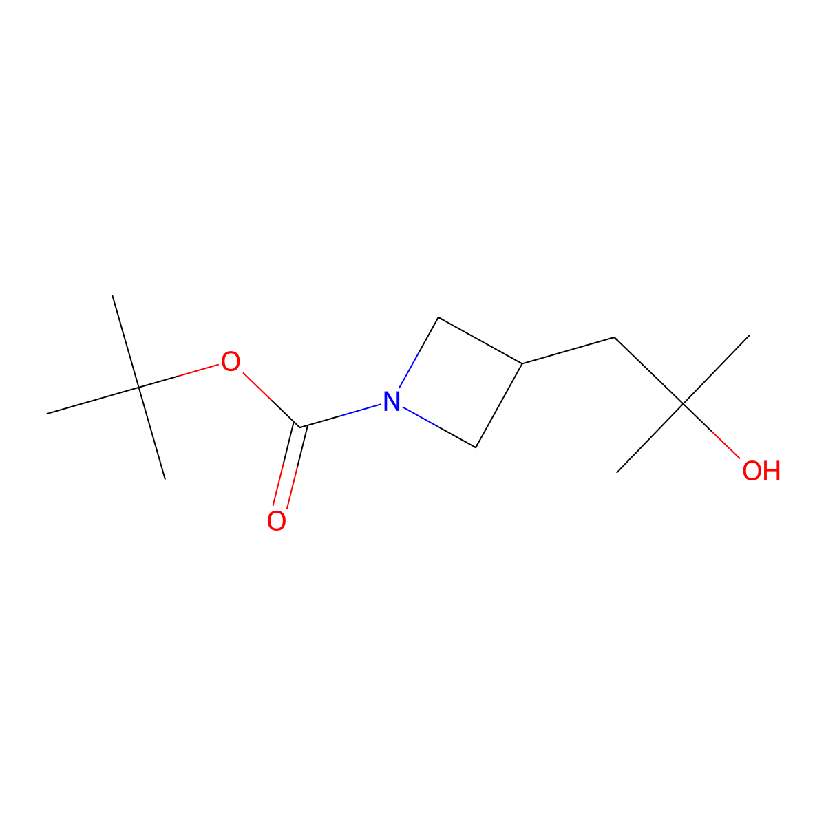 Tert-butyl 3-(2-hydroxy-2-methylpropyl)azetidine-1-carboxylate molecular structure, CAS 2228931-03-9