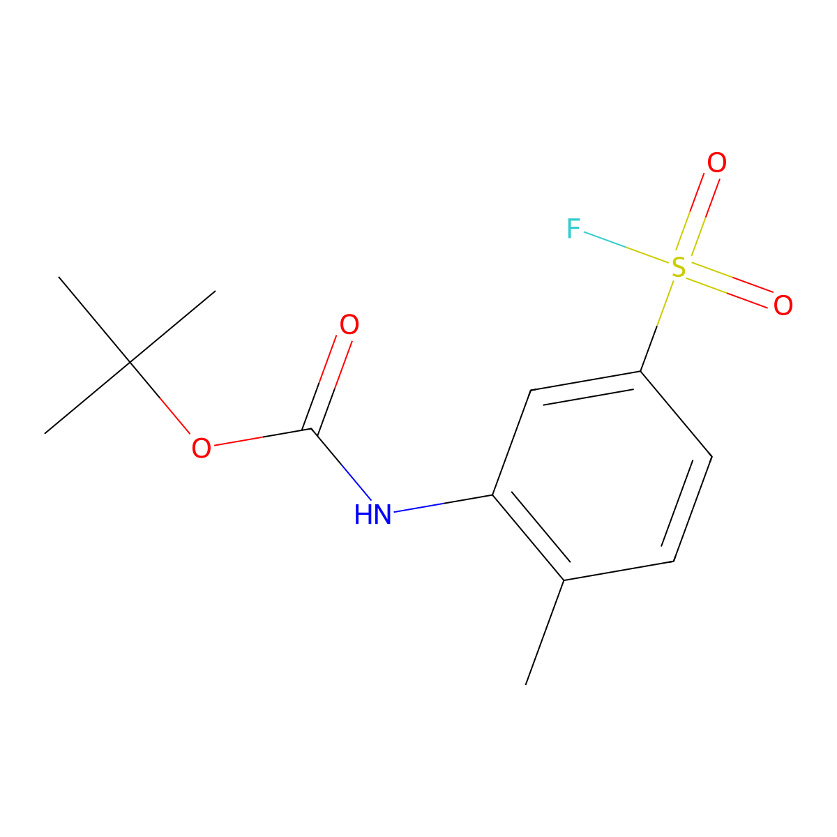tert-butyl N-[5-(fluorosulfonyl)-2-methylphenyl]carbamate molecular structure, CAS 2228935-37-1