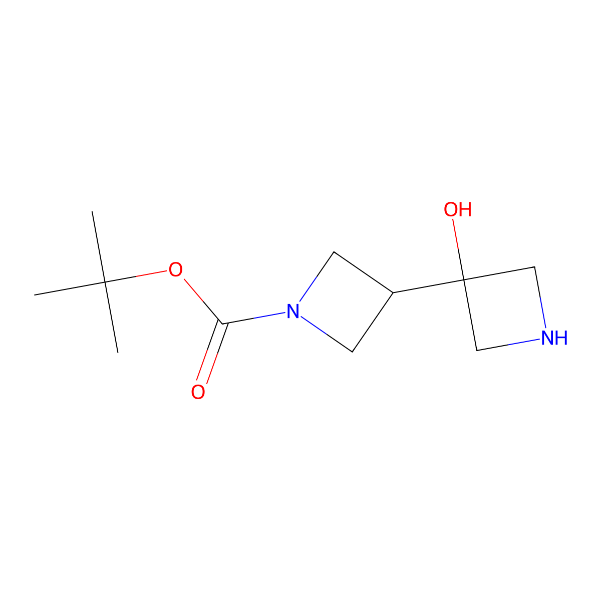 Tert-butyl 3-(3-hydroxyazetidin-3-yl)azetidine-1-carboxylate molecular structure, CAS 2228937-54-8