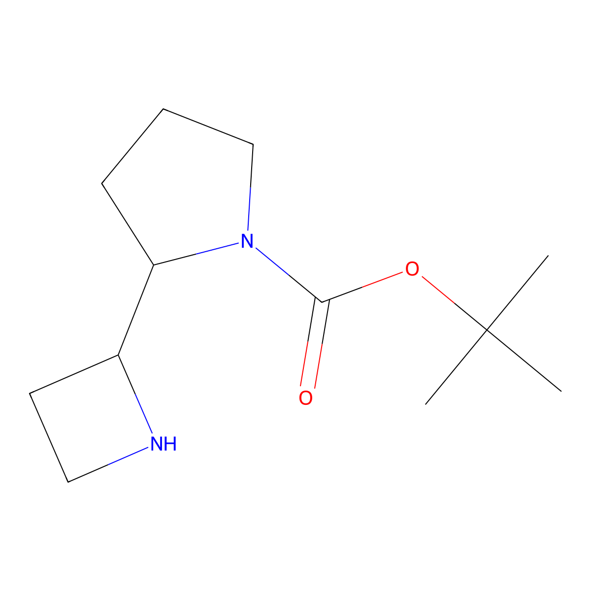 Tert-butyl 2-(azetidin-2-yl)pyrrolidine-1-carboxylate molecular structure, CAS 2228937-98-0