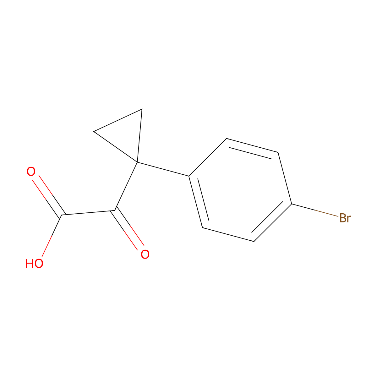 2-[1-(4-Bromophenyl)cyclopropyl]-2-oxoacetic acid molecular structure, CAS 2228938-18-7