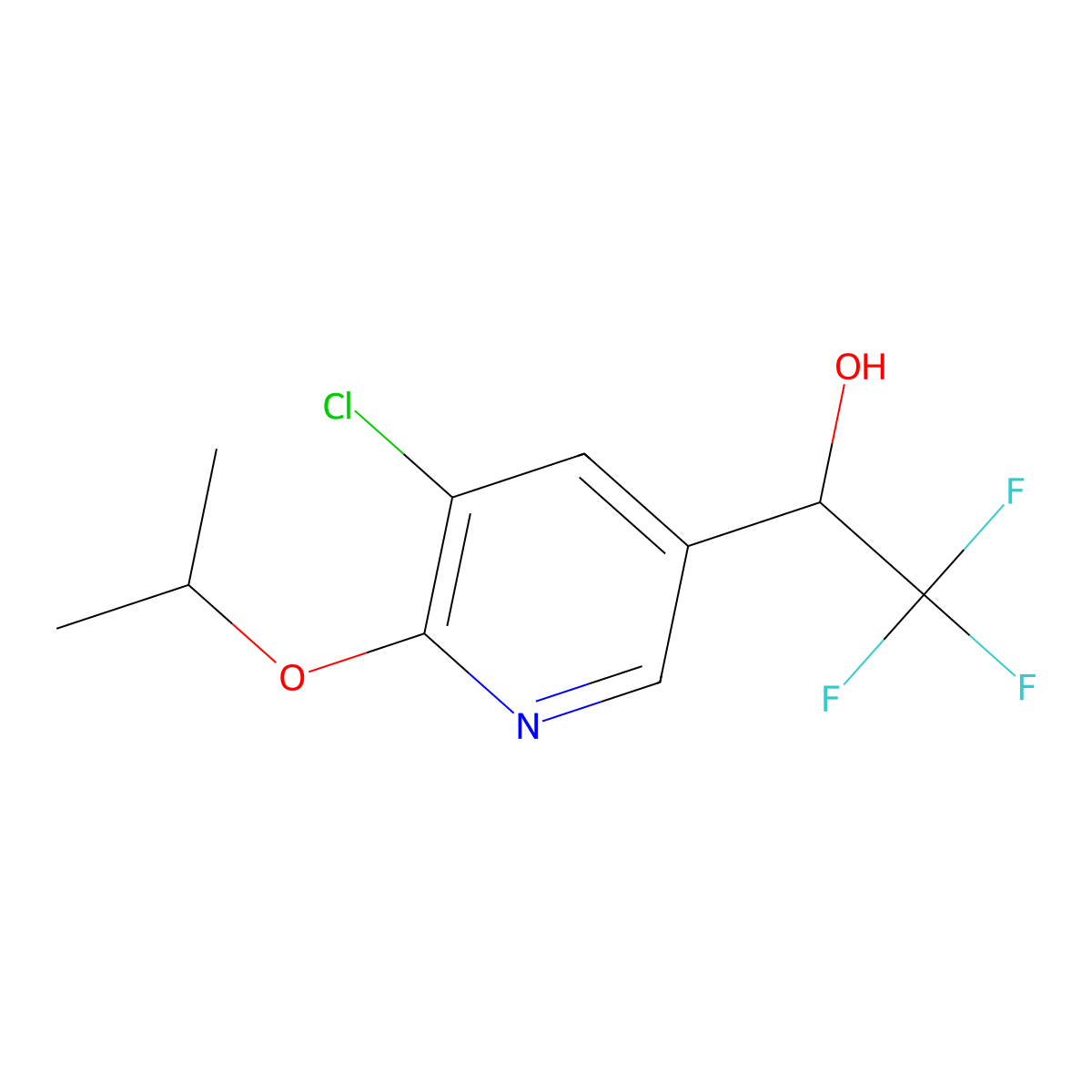 1-[5-Chloro-6-(propan-2-yloxy)pyridin-3-yl]-2,2,2-trifluoroethan-1-ol molecular structure, CAS 2228941-22-6