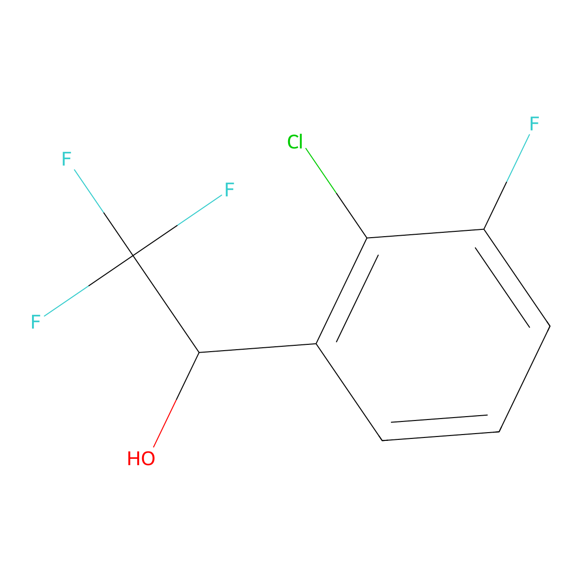 1-(2-Chloro-3-fluorophenyl)-2,2,2-trifluoroethan-1-ol molecular structure, CAS 2228943-38-0